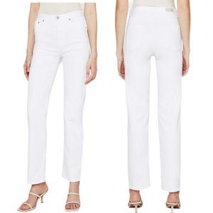 AG Adriano Goldschmied Women's White Straight Leg Jeans